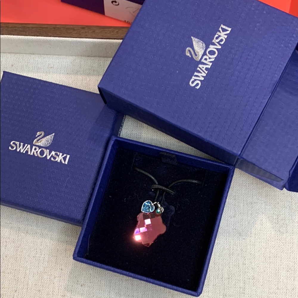 Swarovski Pink-Red Crystal cupcake  Pendant Necklace